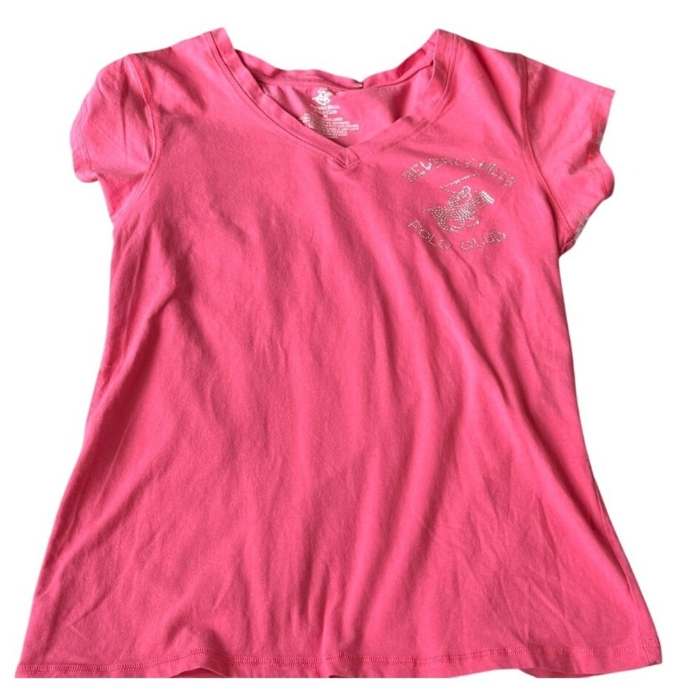 Beverly‎ Hills Polo Club Vivid Pink Tee with Silver Logo